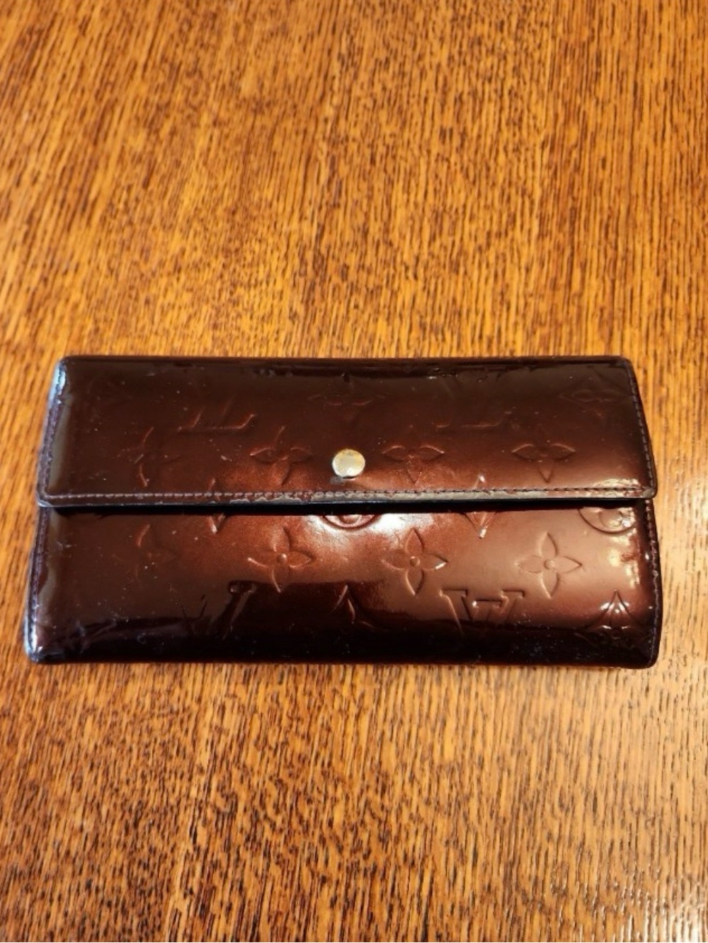 Louis Vuitton Embossed Monogram Patent Leather Wallet - Deep Brown